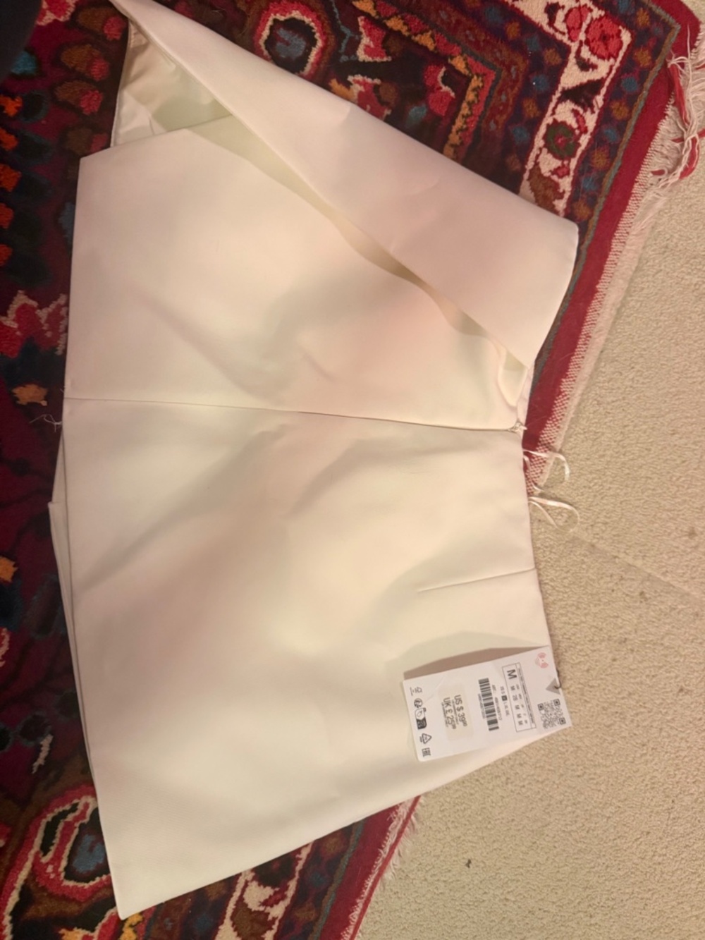 Zara White Skort – Size M, New With Tags — Chic white mini skort with an asymmet